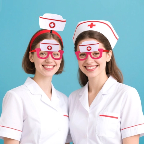 Krankenschwester Thema Party Zubehör Filz Krankenschwester Hut Stirnband Brille Rotes Kreuz Kostüm Cosplay Requisite Für Damen Dekoration