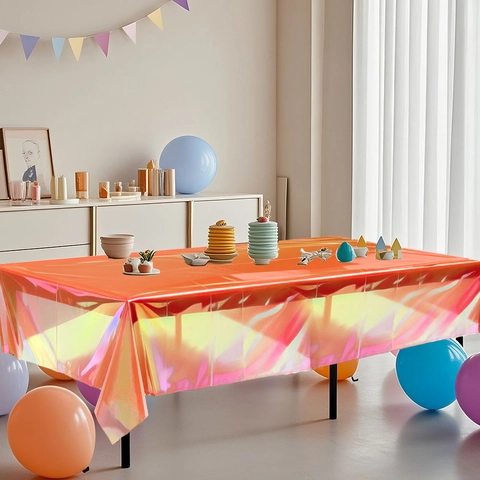 Irisierende Holografische Tischdecke PET Regenbogen Laser Party Tischdecke Für Geburtstag Hochzeit Bankett Haus Dekor Rechteckig