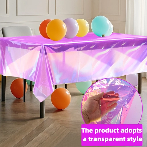 Irisierende Holografische Tischdecke PET Regenbogen Laser Party Tischdecke Für Geburtstag Hochzeit Bankett Haus Dekor Rechteckig