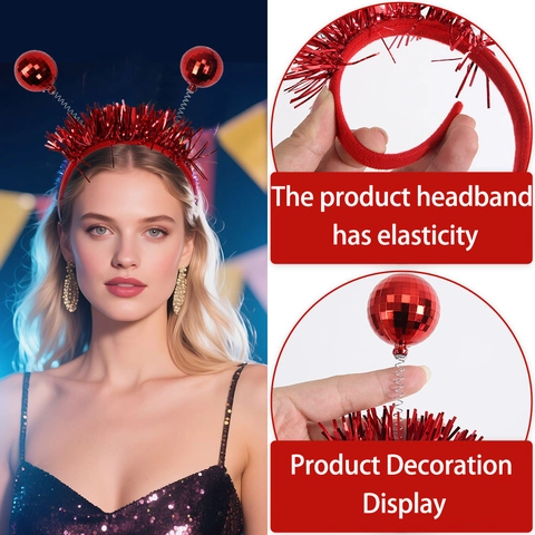 Cerchietto Con Palla Disco Luccicante Accessori per Capelli di Natale Fili Luccicanti Stellati per Costumi e Decorazioni di Feste