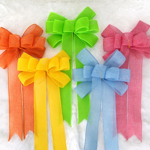 Große Bunte Imitat Hanf Schleife Feiertag Party Dekoration Mehrschichtige Band Hängende Verzierung Für Ostern Geburtstag DIY Handwerk