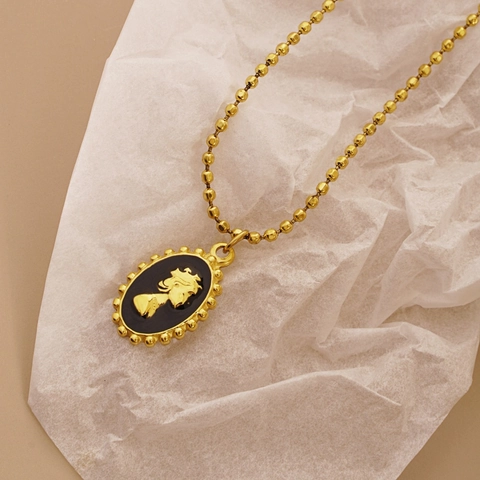 Vintage Koningin Portret Cameo Hanger Halsketting Roestvrij Staal Franse Hofstijl Ovaal Goud Zilver Sieraden Voor Dames