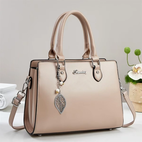 Borsa Da Donna In Pelle PU Elegante Borsa A Mano Con Pendente A Foglia Di Perla Artificial Tracolla Regolabile Versatile