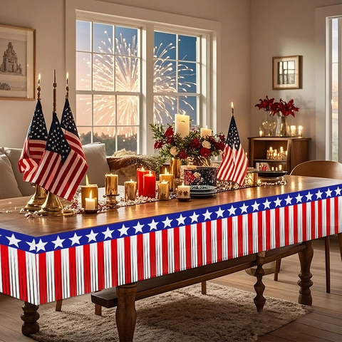 Bannière de Rideau à Franges pour le Jour de l'Indépendance Rouge Blanc Bleu Étoiles et Rayures Guirlande de Tinsel pour la Décoration de Jardin de Maison de Fête Patriotique des États-Unis