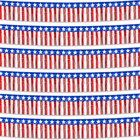 Gonna da Tavolo Patriotica Giorno Indipendenza Rosso Bianco Blu Stelle E Strisce Tenda a Frange in PET Per Festa 4 Luglio