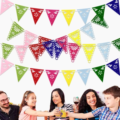 Banner in Feltro Messicano Papel Picado Ghirlanda Colorata Traforata Per Il Giorno Dei Morti Cinco De Mayo Decorazioni Per Feste Di Carnevale Viva Mexico