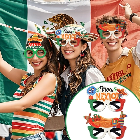 Mexikanische Mottoparty Brille Viva Mexiko Sombrero Kaktus Schnurrbart Pinata Glitzer Party Zubehör Kostüm Requisiten