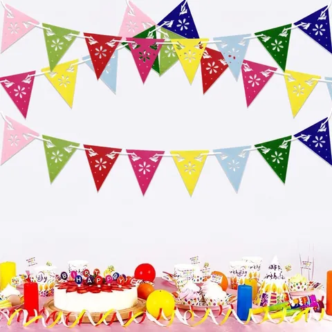 Mexikanisches Papel Picado Banner Filz Hohl Geschnitten Tag Der Toten Party Deko Cinco De Mayo Girlande Mehrfarbig Sombrero Totenkopf Dekor