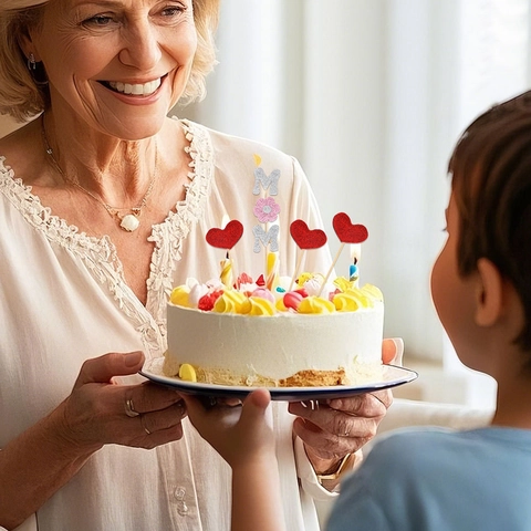 Muttertag Tortendeko Glitzerpapier Und Filz I Love Mom Buchstaben Herz Blumen Deko Geburtstag Partyzubehör Für Mama