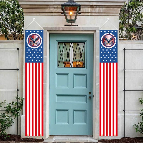 Striscioni Da Veranda Esterni Per Giorno Indipendenza USA Tessuto Oxford Aquila Stelle E Strisce Bandiere Appese Patriottiche
