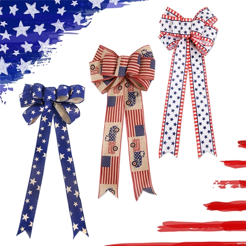 Lazo del Día de la Independencia Patriótico Barras y Estrellas Mapa de EE. UU. Cinta Estampada para Decoración del Hogar Fiesta del 4 de Julio Adorno Festivo