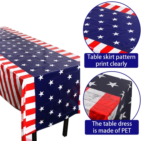 Patriotic American Flag Disposable PE Tablecloth Stars Stripes Rectangular Waterproof Picnic Party Decoration Holiday Supplies
