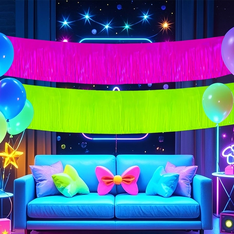 Fluoreszierender Macaron Folienvorhang Banner Für Geburtstag Hochzeit Party Dekoration Metallic Lametta Girlande