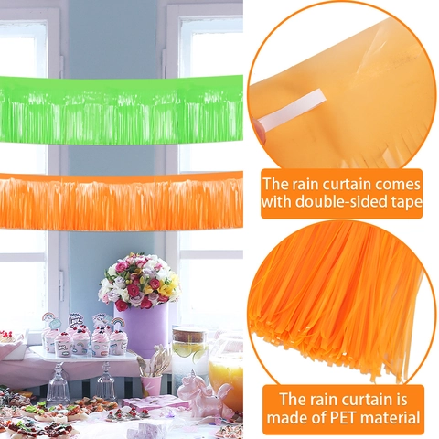 Neon Macaron Folienfransen Vorhang Banner Fluoreszierende Lametta Hintergrund Streamer Für Geburtstag Halloween Party Dekorationen