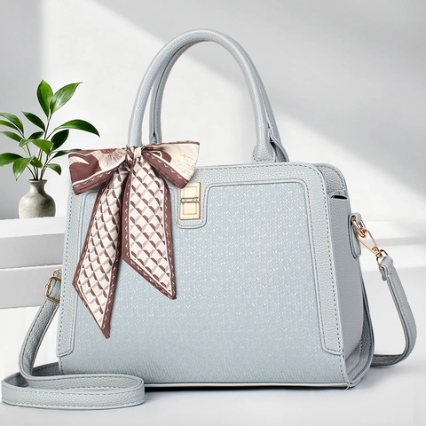 Eleganti Borse Da Donna In Pelle PU Cuciture Intrecciate Manico Superiore Borsa A Tracolla Con Decorazione Sciarpa