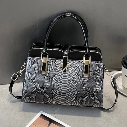 Bolso De Mano Para Mujer Patrón Cocodrilo Cuero PU Bloque De Color Gran Capacidad Bolso De Hombro Cruzado Elegante