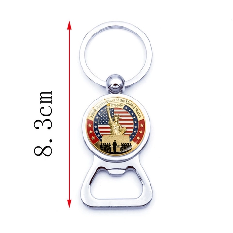 USA 250 Jubiläum Flaschenöffner Schlüsselanhänger Zinklegierung Glas 1776-2026 Memorial Souvenir Geschenk Bieröffner Metall Schlüsselring
