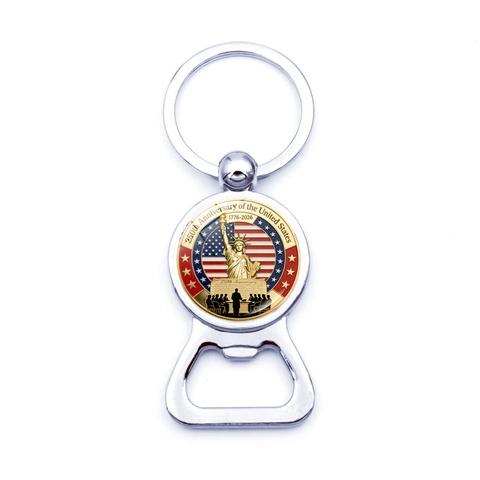 USA 250 Jubiläum Flaschenöffner Schlüsselanhänger Zinklegierung Glas 1776-2026 Memorial Souvenir Geschenk Bieröffner Metall Schlüsselring