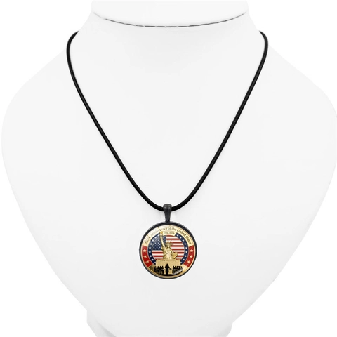 USA 250 Jahrestag Gedenkhalskette Anhänger Mit Zinklegierung Glas Cabochon Und Schwarzer Wachsseil Souvenir Schmuck
