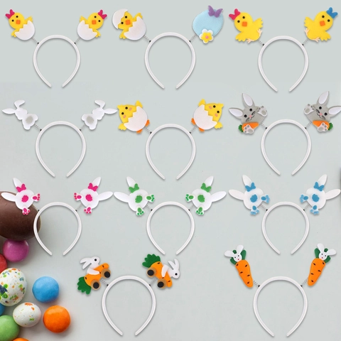 Cerchietto Pasqua Orecchie Coniglio Pulcino Carota Bopper Molla Velluto Feltro Accessori Festa Bambini Adulti