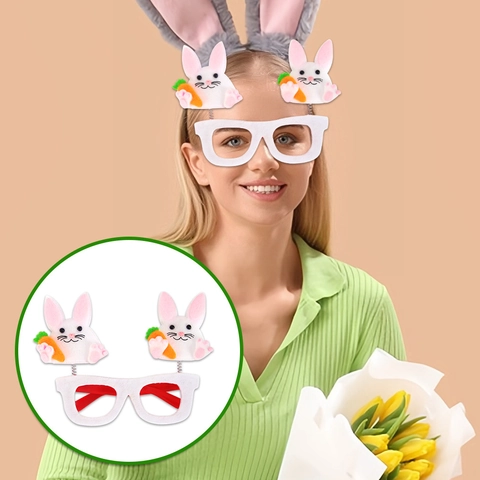 Easter Party Glasses Felt Bunny Chick Carrot Pattern Plastic Frame Decorative Eyeglasses For Holiday Celebration Photo Props