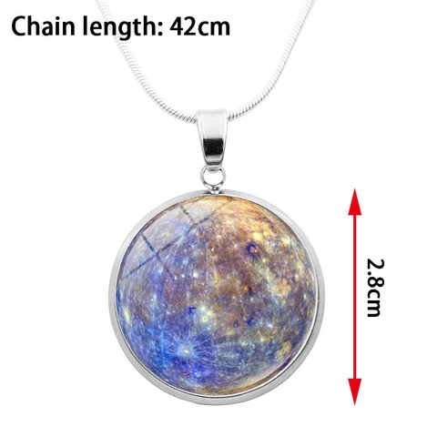 Sonnensystem Planeten Galaxie Zeit-Edelstein Anhänger Halskette Kupferkette Glascabochon Weltraum Schmuck Für Damen Herren Geschenk