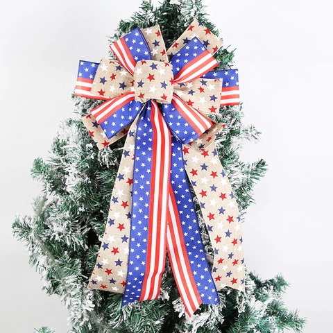 Onafhankelijkheidsdag Decoratieve Strik Polyester Patriottische Sterren Strepen Rode Vrachtwagen Ornament Party Huis Decoratie