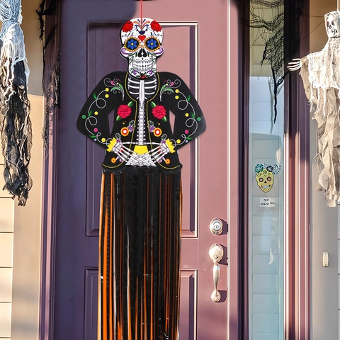 Tag Der Toten Skelett Hängende Dekoration Karton PET Folie Quaste Lange Girlande Halloween Party Mexikanische Volkskunst Ornament