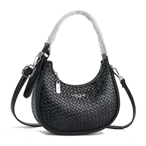 Borsa Hobo Donna Trendy in Pelle PU a Trama Intrecciata Elegante Borsa a Spalla Sottobraccio Con Tracolla Regolabile Borsa alla Moda