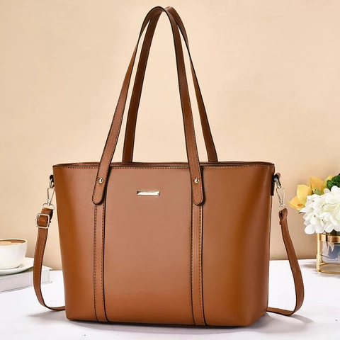Borsa Tote Minimalista In Pelle PU Grande Capacità Borsa A Mano Pendolare Con Tracolla Rimovibile Elegante Borsa A Spalla Donna