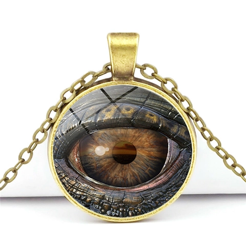 Collier Œil De Dragon Mauvais Œil Pendentif Cabochon En Verre Chaîne En Alliage De Zinc Bijoux Pour Hommes Femmes Style Fantaisie