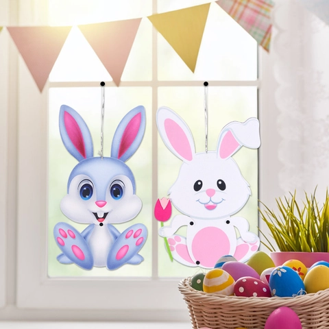 Cartoon Ostern Hase Küken Hängedekoration Vliesstoff Bewegliche Gelenke Hase Küken Eierschale Türhänger Für Zuhause Party Festival Deko