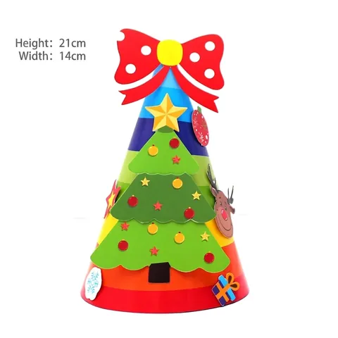 DIY Paper Christmas Party Hats For Kids Santa Claus Snowman Reindeer Pattern Printed Cartoon Holiday Decoration Hats