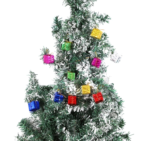 Mini Boîte Cadeau de Noël Holographique Ornements à Suspendre Pour Décoration de Sapin de Noël Mousse Pendentifs Set