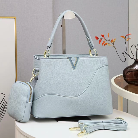 Women Lychee Grain PU Leather Handbag Shoulder Crossbody Bag With Detachable Strap Small Hanging Pouch Fashion Commute