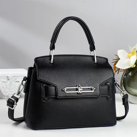 Women Handbag Pebble Texture PU Leather Chic Shoulder Crossbody Bag With Top Handle And Metal Lock For Daily Commute