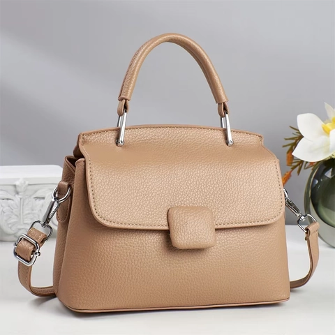 Damen Mode Litchi Narbe PU Leder Schultertasche Mit Tragegriff Abnehmbarer Riemen Klappe Crossbody Handtasche Für Pendler