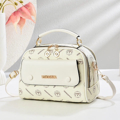 Borsa A Mano In Pelle PU Con Stampa Monogramma Da Donna Retro Borsa A Tracolla Con Tasche Multiple Con Cerniera Moda