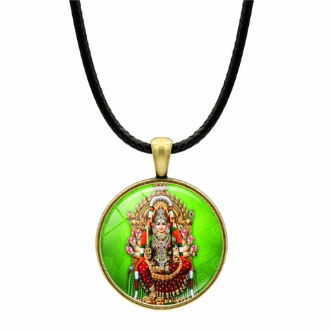 Shiva Hindu God Pendant Necklace Zinc Alloy Glass Cabochon Vintage Religious Jewelry For Men Women Leather Cord