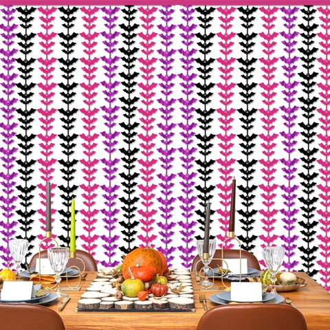 Rideau de Franges Chauve-souris Brillant d'Halloween Multicolore en Feuille Métallique Rideau de Porte Pour Décoration de Fond de Fête Maison Hantée