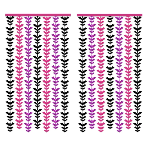 Rideau de Franges Chauve-souris Brillant d'Halloween Multicolore en Feuille Métallique Rideau de Porte Pour Décoration de Fond de Fête Maison Hantée