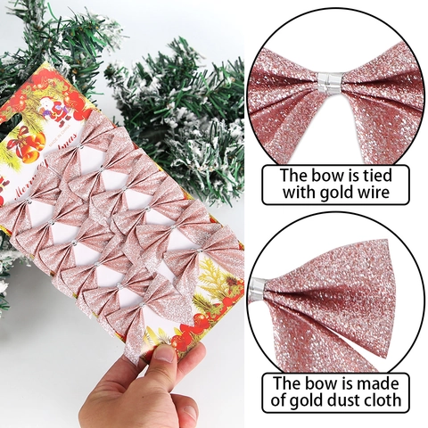 Ensemble de Nœuds Papillon Scintillants en Polyester pour Décorations de Noël Accessoires de Couronne Ornements Suspendus