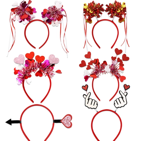 Kunststoff Filz Valentinstag Herz Haarreif Romantische Party Dekoration Rot Rosa Pailletten Herz Kopfschmuck Für Festival Feier