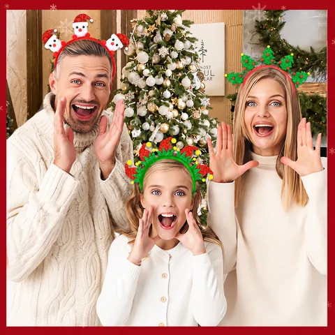 Christmas Headband Sequin Plush Snowman Reindeer Christmas Tree Snowflake Hair Hoop Party Supplies Holiday Decoration For Adults Kids