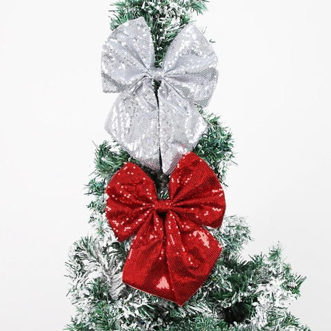 Große Pailletten Weihnachts Schleife Ornament Glitzer Schleife Für Weihnachtsbaum Party Dekoration Heim Festbedarf