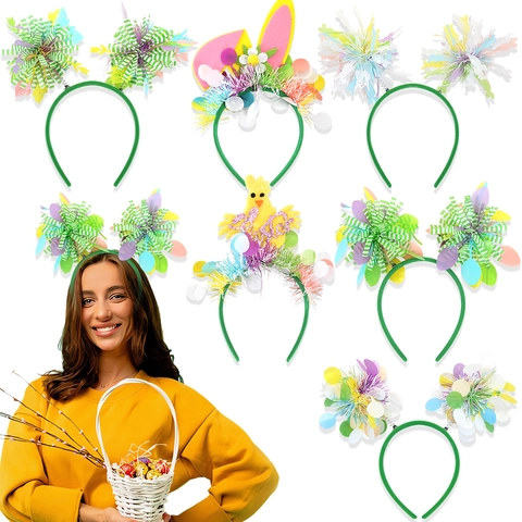 Diadema de Pascua Conejo Pollito Huevo para Niños Adultos Linda Primavera Lentejuelas Fiesta Decoración de Festival Accesorios de Disfraces