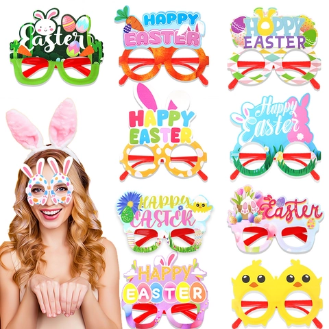 Easter Party Glasses Cute Rabbit Bunny Egg Carrot Chick Photo Props For Kids Adults Holiday Celebration Decorations PVC