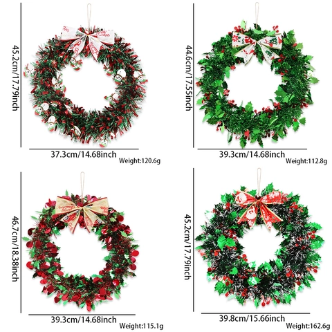 Ghirlanda Natalizia Artificiale Con Bacche Fiocco Pupazzo di Neve Babbo Natale Decorazione da Appendere Casa Porta Ghirlanda Ornamento