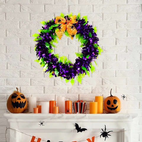 Halloween Lametta Kranz Dekoration Geist Kürbis Fledermaus Hängende Girlande Für Tür Wand Kamin Party Haus Ornament