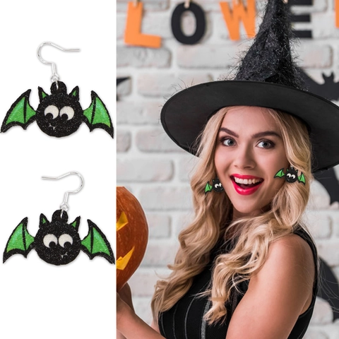 Halloween Glitzer Ohrringe Skelett Fledermaus Geist Kürbis Augapfel Ohrhänger Horror Party Schmuck Für Damen Kinder